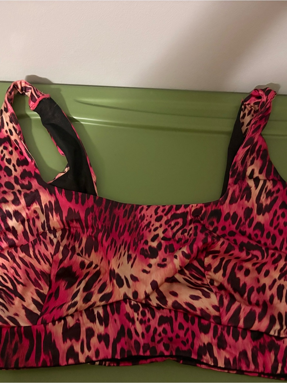 YITTY Hot Pink, Cream, and black Leopard-Print Sports Bra